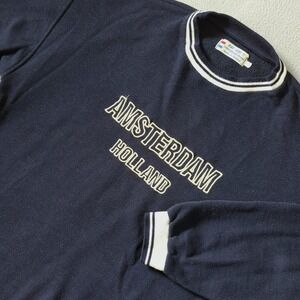 Vintage Kaf Kaf Amsterdam Holland Sweatshirt Navy Blue Embroidered XL Holland